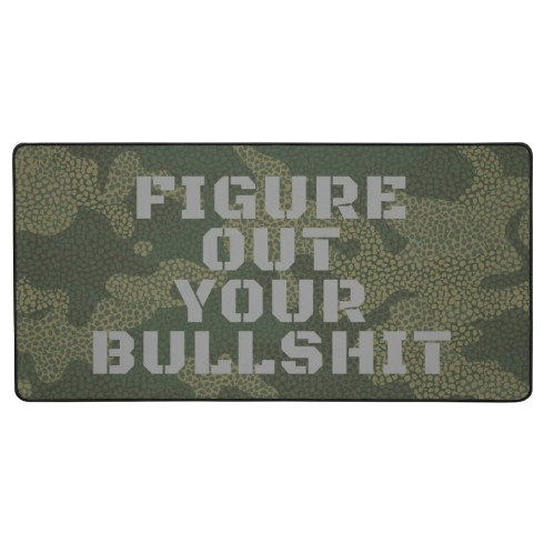 Camo pattern desk mat with FOYB text