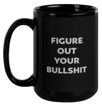 Black glossy FOYB coffee mug front